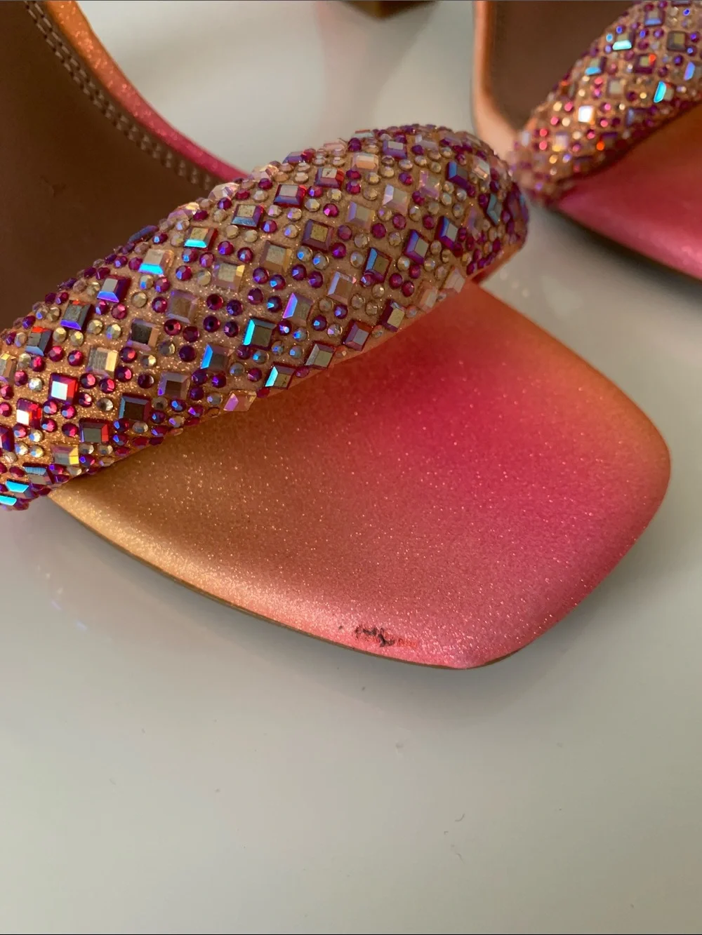 NWT Gianni Bini Razl-Dazl Ombre Rhinestone Strap Sculptural Heels Size 8 - Picture 11 of 11